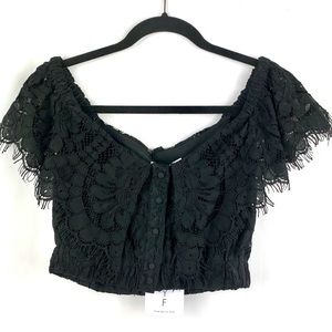 WAYF Black Lace Crop Top - NWT